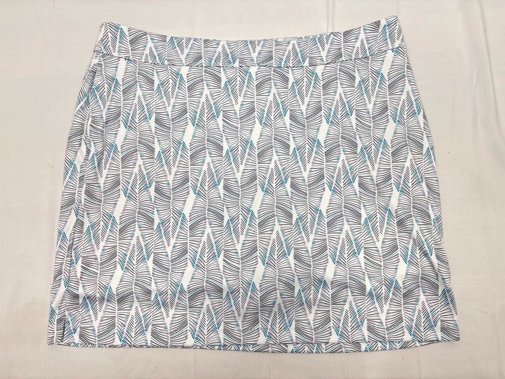 Greg Norman Women's Blue/Gray Feather Print Stretch Tennis/Golf Skort Sz XL